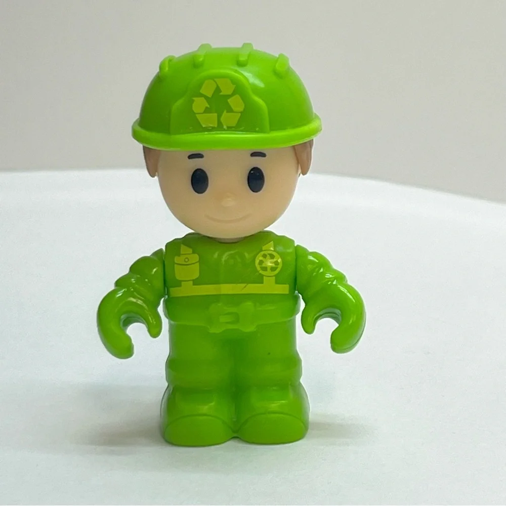 recycling worker figure green‎ uniform hard hat